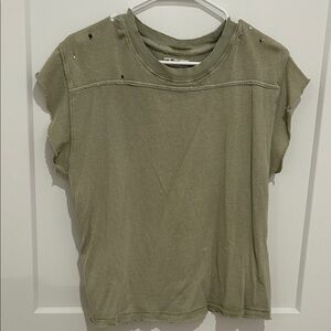 Free People Olive Green Distressed Women’s Top